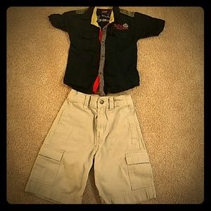 4T outfit with "rockin" shirt and cargo shorts